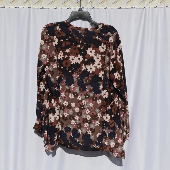 Simply Vera Vera Wang Floral Print Long Sleeve Button Front Top PXL - Picture 5 of 6